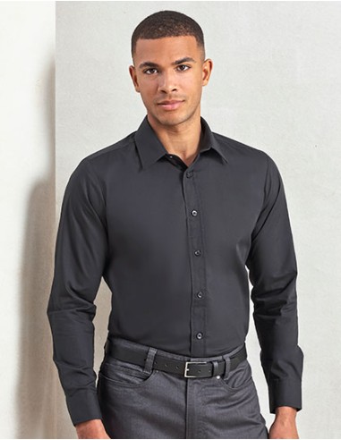 P-PR204-Mens Long Sleeve Fitted Poplin Shirt